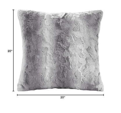 Madison Park Zuri Faux Fur Ombre Stripe Ultra Soft Luxury Decorative Throw Pillows, For Couch Bed With Insert, 20" x 20", Grey