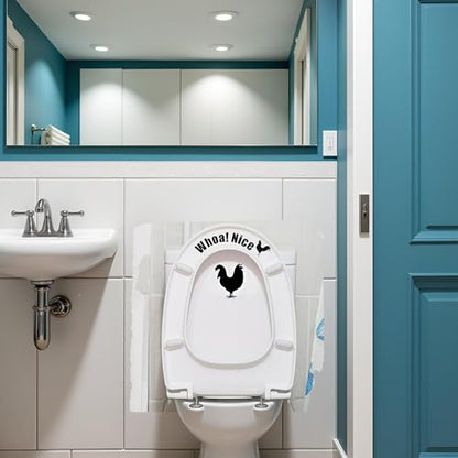 Funny Cock Toilet Stickers,Whoa Nice Sticker Decal,Prank Stickers,Waterproof Vinyl Wall Art Sign Decor,Removable Self-Adhesive Seat Quote Murals for WC Restroom Door Seat Decoration