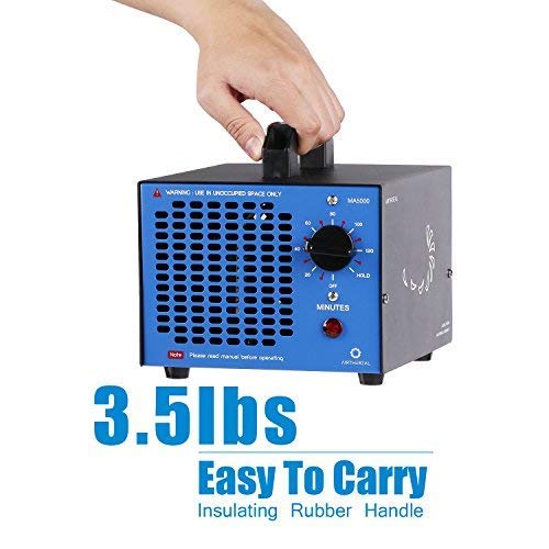 Airthereal MA5000 Commercial Ozone Generator, High Capacity Ozone Machine Odor Removal - Home Air Ionizers O3 Deodorizer for Rooms, Smoke, Cars and Pets, Eliminate Odors up to 2000sq.ft., Blue