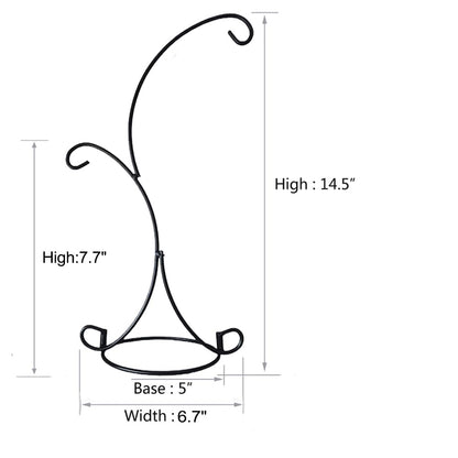 Ornament Display Stand Iron Pothook Stand for Hanging Glass Terrarium/Picture (Double-Hook, Black)