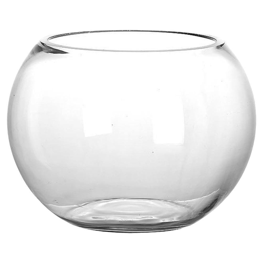 Baluue Round Glass Fish Bowl 5.90 Inch Clear Bubble Vase Terrarium Planter for Hydroponic Plants Flower Display Home Office Decor Compact Design