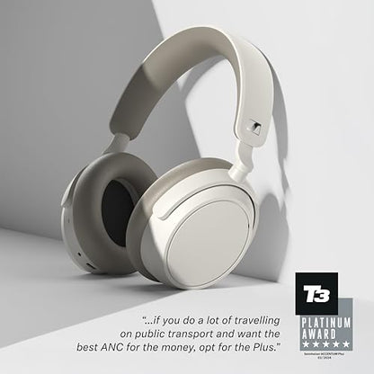 Sennheiser ACCENTUM Plus Wireless Bluetooth Noise Cancelling Headphones - Quick-Charge Feature, Up to 50HR Playtime, Adaptive Hybrid ANC, for Traveling, School & Work, White