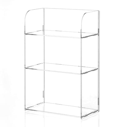 Jusalpha 3 Tier Clear Acrylic Bathroom Organizer Shelf for Cosmetic Perfume Makeup Toy Spices Standing Tabletop Vanity Tray Shelf Multifunctional Sturdy Display Showcase (8''x 4''x 12'')…