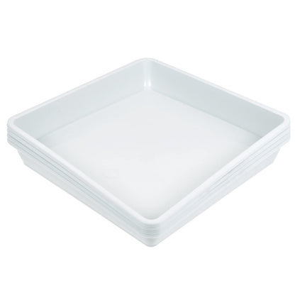 MECCANIXITY Plant Pot Saucer 6 Inch Plastic Square Flower Drip Tray for Indoor Outdoor, White Pack of 4