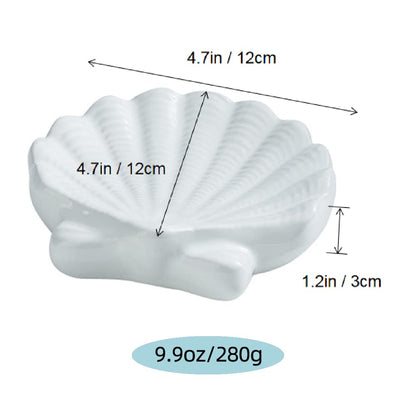 Shell Soap Dish, Starfish Jewelry Dish Tray, Ceramic Ocean Soap Holder for Bathroom,Tub, Kitchen Sink & Vanity Spaces(Shell)
