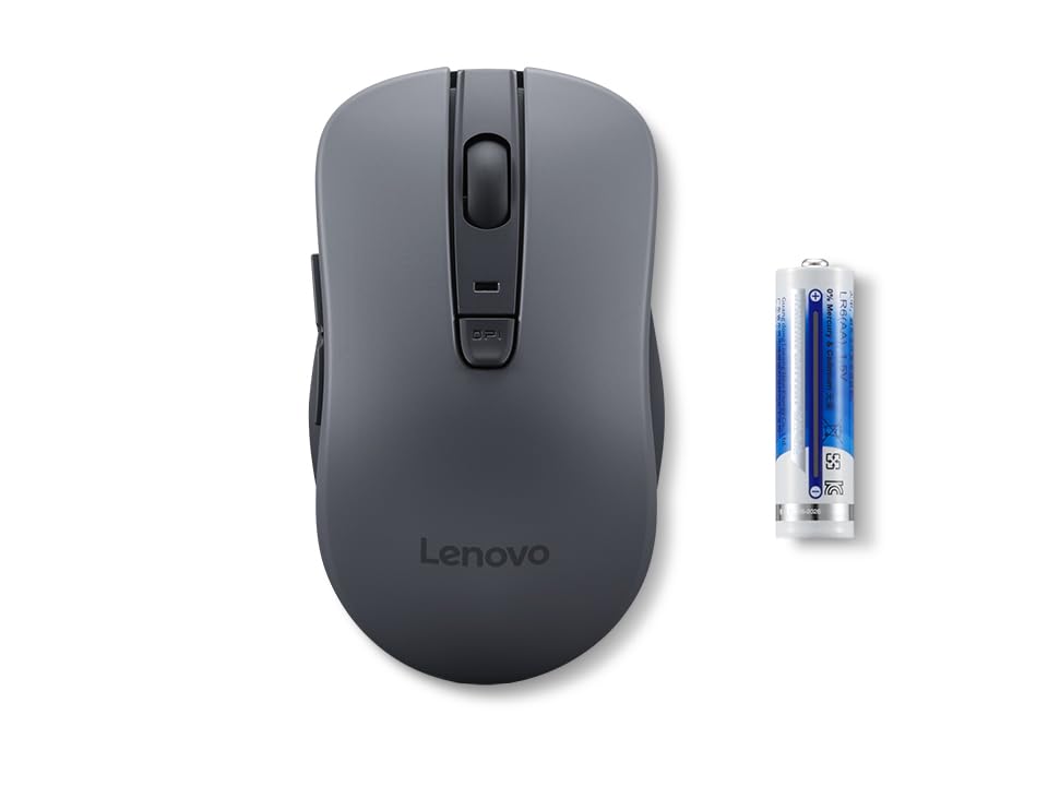 Lenovo WL310 Bluetooth Silent Mouse, Ergonomic, Adjustable DPI, Silent Clicks, Bluetooth 5.0, Portable for Windows, Mac, and Chromebook, Grey