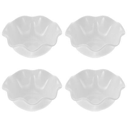 Zerodeko 4-Piece Lotus Leaf Shape Ceramic Sauce Bowls Set Small White Dipping Bowls for Salad Snacks Condiments 3.14X3.14X1.41 Inch
