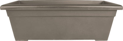 The HC Companies 28 Inch Romana Planter Box with Drainage Plug, Lightweight UV-Resistant Plastic Outdoor Planters, 1-Pack Flower Box for Garden, Patio, Balcony, and Fence, Cappuccino