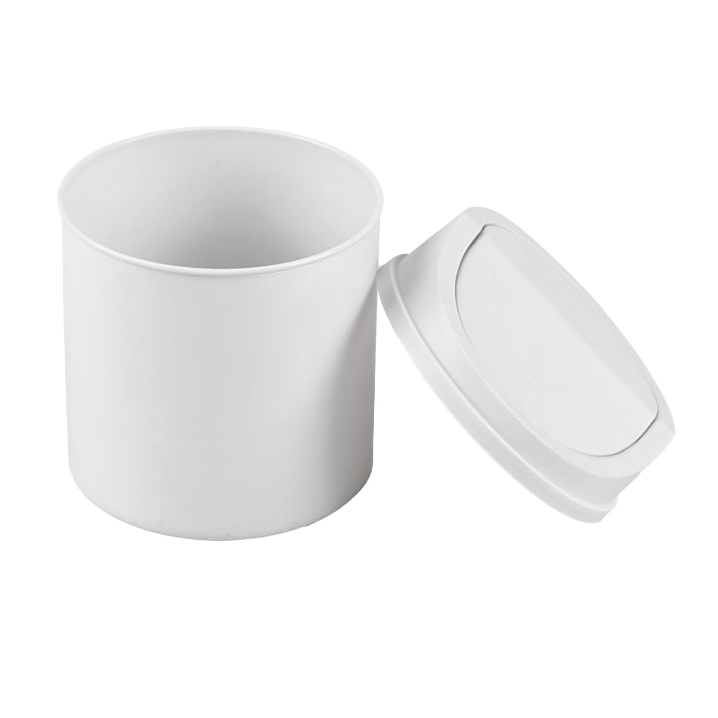Eagrye 0.5 Gallon Tiny Desktop Trash Can, Mini Garbage Can with Swing Lid, White
