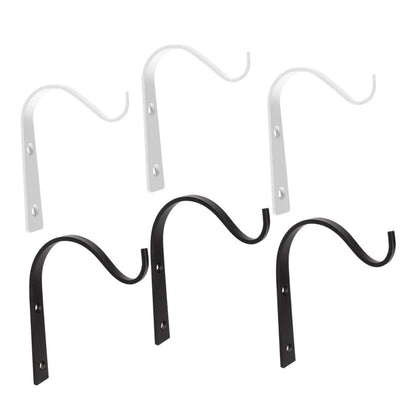 PHENOFICE 6pcs Wall-Mounted Wrought Iron Flower Basket Hooks for Outdoor Plant Hanging Heavy Duty Bracket Holders for Bird Feeders and Flower Pots