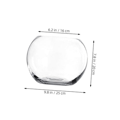 PHENOFICE Transparent Hydroponics Glass Vase Rounded Desktop Flower Holder for Succulents Terrarium and Fish Decorative Plant Pot for Home Office Hotel Ornament