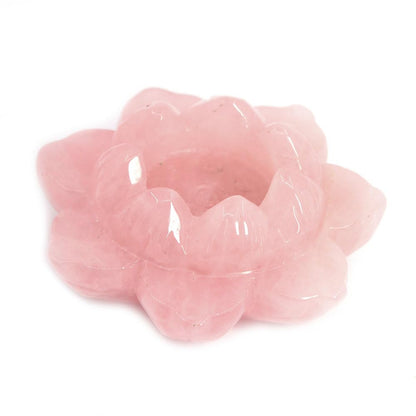 Justinstones Carved Rose Quartz Gemstone Lotus Flower Crystal Ball Stand