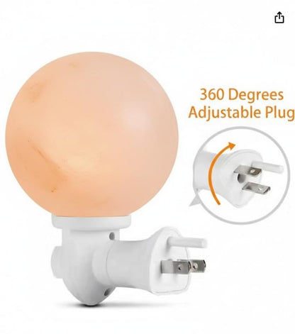 NatureBoost Himalayan Pink Salt Night Light Round (1 Pack) Natural Crystal Decorative Ambient Plug-in Night Lights with Warm Amber Glow for Bedroom, Bathroom, Nursery & Home Décor