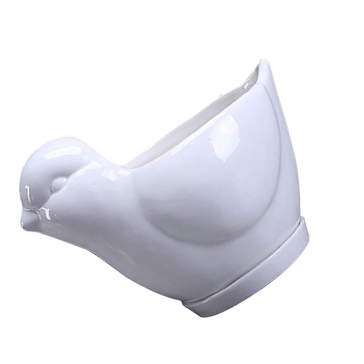CALLARON Ceramic Bird Shape Flower Pot and Succulent Plant Container Tray, Small White Cartoon Planter for Indoor Desktop Decor
