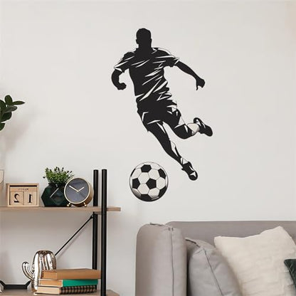 Soccer Player Sport Wall Stickers, sacinora Sport Silhouette Wall Decals Removable Vinyl Peel and Stick for Kids Teens Boys Bedroom Nursery Playroom Home Decorations