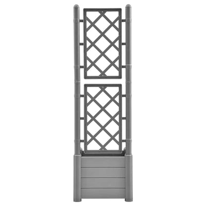 Large Square Garden Planter with Trellis, Stone Gray Polypropylene, Weather Resistant for Outdoor Patio Decor