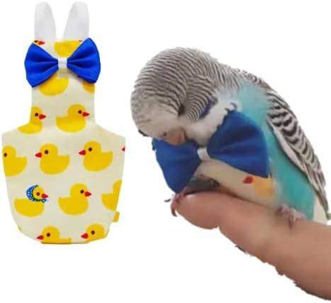 Bird Flight Suits Diapers for Monk Parakeets, Conures, Lovebirds, Cockatiels Flight Suits, Parrot Clothes, Bird Training Nappy Suit Liners Clothes (Medium,Yellow-D)