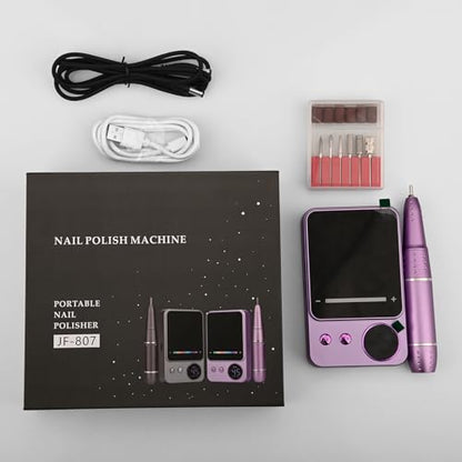 Electric Nail Drill Professional 45000RPM, Portable Smart Touch Display Electric Nail File, 4000mAh Rechargeable Nail Drill Kit for Remover Acrylic & Gel Nails Manicure for Salon Home