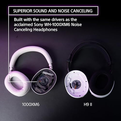 Sony INZONE H9 II Wireless Noise Canceling Gaming Headset, WH-1000XM6 Drivers, Lightweight, Detachable Cardoid AI Mic, 2.4GHz and Bluetooth, Soft Case, for PC, PS5, Switch, and Mobile, White