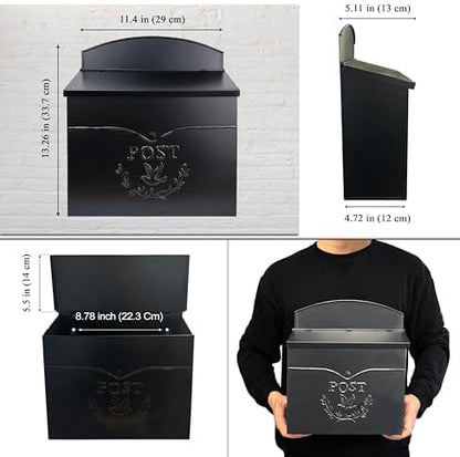 NACH Mailboxes for Outside Wall Mount, 11.5 x 5 x 13 inches, White Mailbox for Door, Waterproof Mailbox for Outside - The Chelsea Mailbox