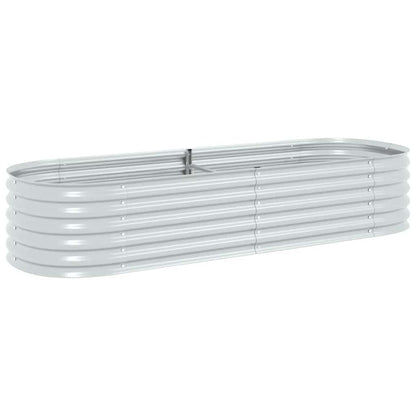 Logeirevo Outdoor Garden Raised Bed, Galvanized Steel Garden Planter Box, Metal Planter Box for Gardening Vegetables Flowers Herb, 94.5"x31.5"x17.3" Galvanized Steel Silver,-1756