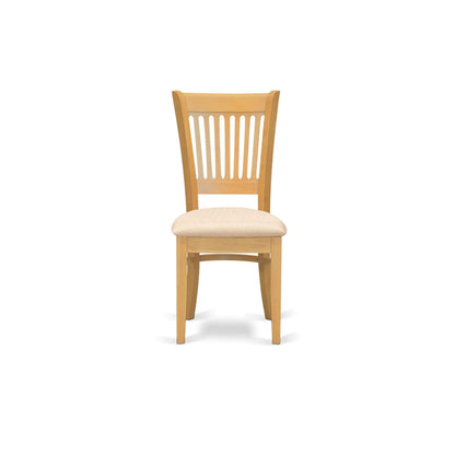 East West Furniture ANVA3-OAK-C 3 Piece Kitchen Table Set for Small Spaces Contains a Round Dining Room Table with Pedestal and 2 Linen Fabric Upholstered Chairs, 36x36 Inch, Oak