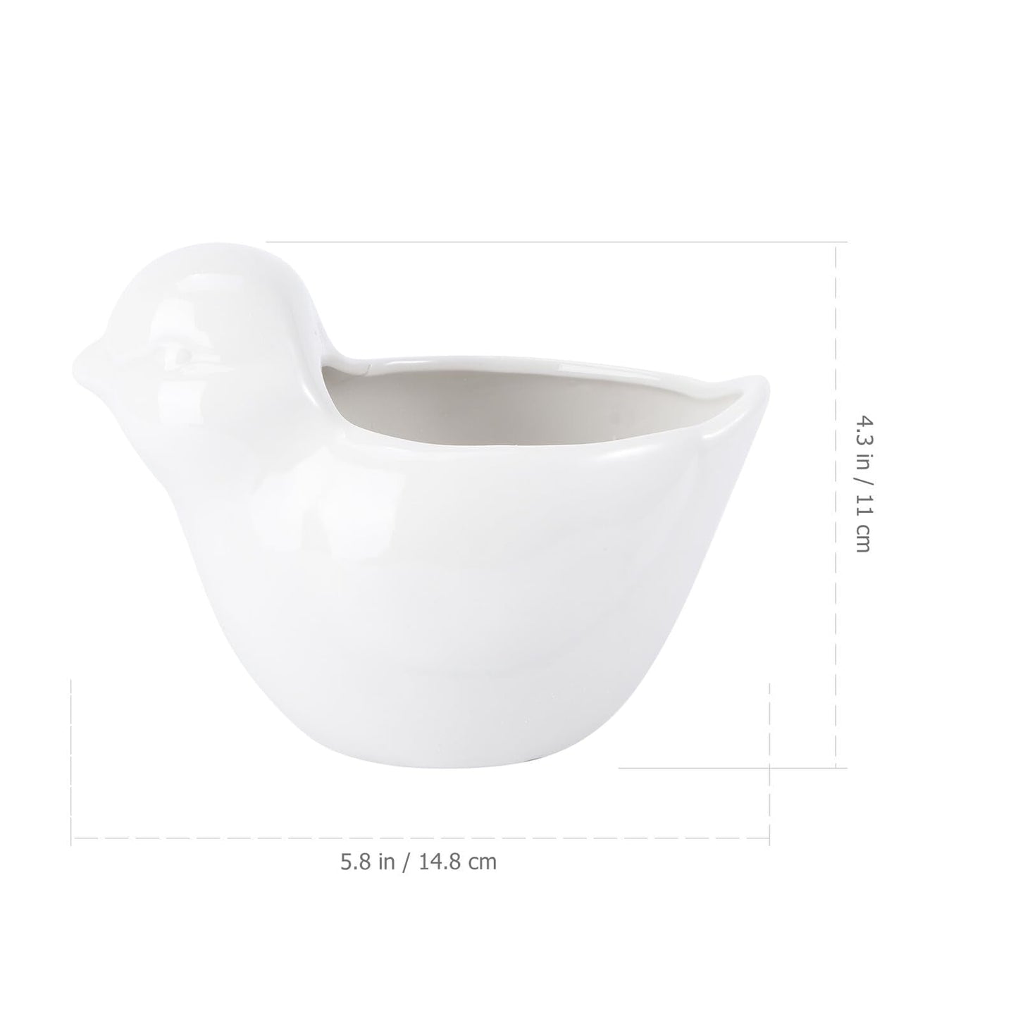 TIDTALEO Ceramic Flowerpot with Creative Bird Design Decorative Planter for Succulents Indoor Outdoor Garden Use White Animal-Shaped Container for Home Office Decor