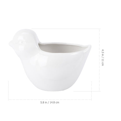 TIDTALEO Ceramic Flowerpot with Creative Bird Design Decorative Planter for Succulents Indoor Outdoor Garden Use White Animal-Shaped Container for Home Office Decor