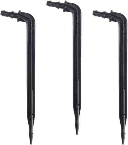 250pk 6" Angled Drip Emitter Stake, Fits 1/4" & 1/8" Tubing for Precise Watering & Irrigation, Greenhouse, Container Gardening, Home Garden, and Hydroponics Growing (250, 6" Inch Long)