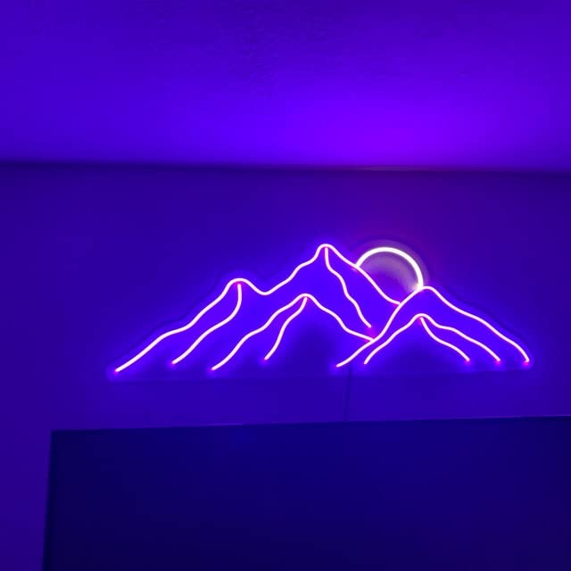 LED Decorative Lights USB Mountains Sunrise Sunset Led Neon Signs Home Decoration Wall Art Holiday Gift Brightness Adjustable 16.5''x11.8''
