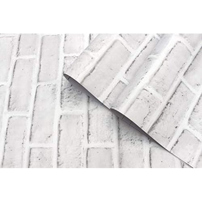 White Brick Peel and Stick Wallpaper Self-Adhesive Removable Contact Paper for Dorm Room Fire Place Accent Wall Decor 17.5x118in
