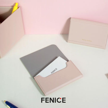 Fenice Name Card Holder Wallet Durable Vegan Eco PU Leather with Slim Minimalist Look for Men & Women (INDIE PINK)