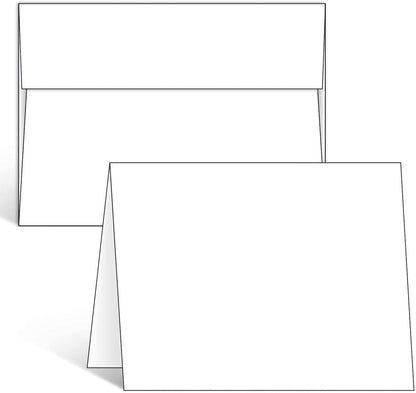 Ohuhu Blank White Cards and Envelopes 100 Pack - 4.25" x 5.5" Heavyweight Folded Cardstock and A2 Envelopes for DIY Greeting Cards Wedding Birthday Invitations Baby Shower Thank You Cards and More
