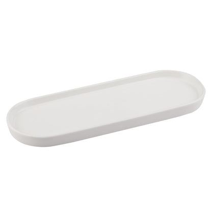 VanEnjoy White Vanity Tray for Bathroom Counter, Long Narrow Tray Ceramic Tray for Kitchen Counter for Soap Bottles
