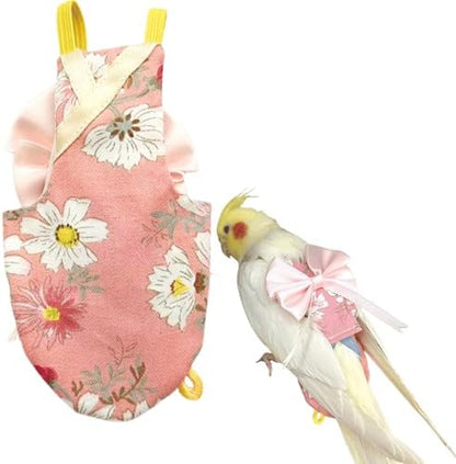 Bird Flight Suits Diapers, Parrot Flight Suits Diapers for Quaker Parakeets Cockatiels Conures Macaw African Grey, Bird Diaper, Parrot Clothes (Pink A,2M)