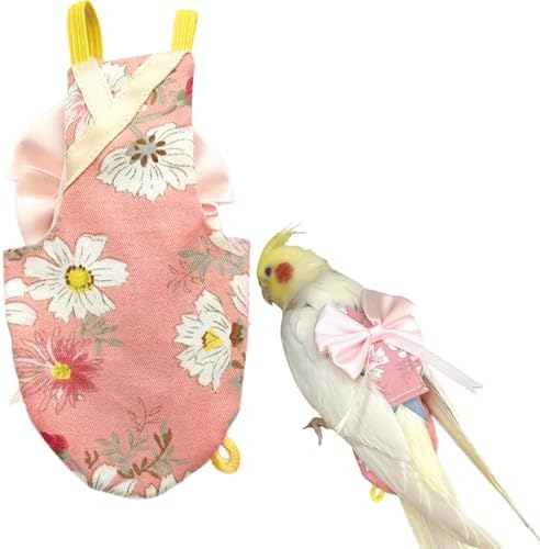 Bird Flight Suits Diapers, Parrot Flight Suits Diapers for Quaker Parakeets Cockatiels Conures Macaw African Grey, Bird Diaper, Parrot Clothes (Pink A,M)