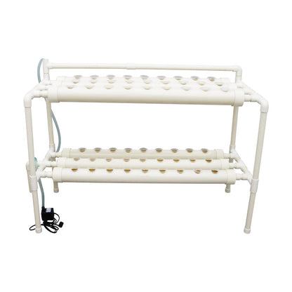 EQCOTWEA Wall-Mounted Hydroponic Grow Kit 54 Plant Sites Hydroponics Planting System 6 PVC Pipes Hydroponic Gardening Indoor System with 110V Water Pump,Planting Sponge,Hose