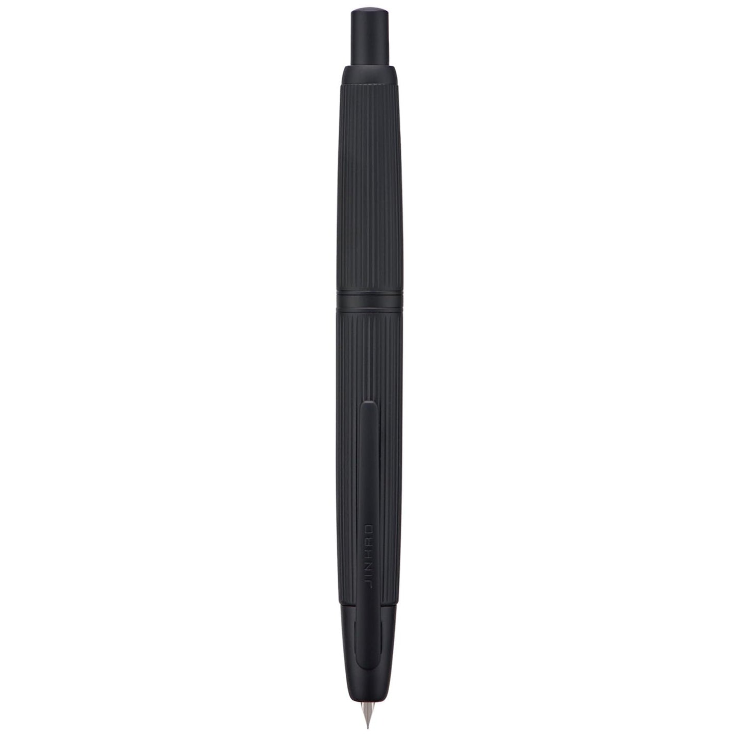Jinhao 10 Press Fountain Pen with Box, Matt Black Chromium Retractable Extra Fine Nib with Ink Converter Set (Clip Version)