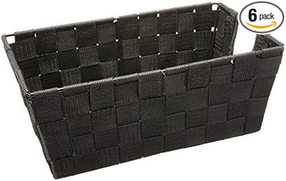 Whitmor 6581-2712-BLK Woven Strap Small Shelf Tote Black (Pack of 6)