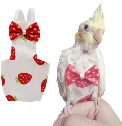 Bird Flight Suits Diapers for Monk Parakeets, Conures, Lovebirds, Cockatiels Flight Suits, Parrot Clothes, Bird Training Nappy Suit Liners Clothes (Small,Red)
