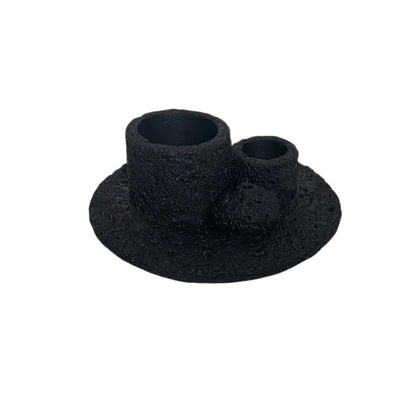 4 in 1 Cement Holder for Incense Sticks/Palo Santo/Sage Sticks/Candle (Black)
