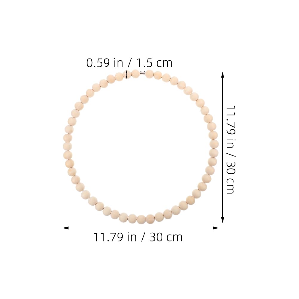 Toddmomy DIY Wood Bead Garland Set with Beaded Hoop Wreath 11.81In for Halloween Christmas Party Decoration and Creative Home Garden Craft Projects