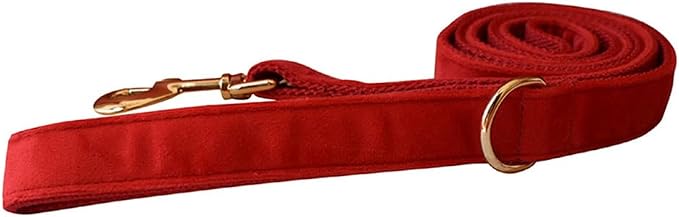 Love Dream Velvet Dog Collar and Leash Set, Soft & Comfy Adjustable Dog Leash and Collar with Heavy Duty Metal Buckle for Small Medium Large Dogs Training & Walking (Large, Red)