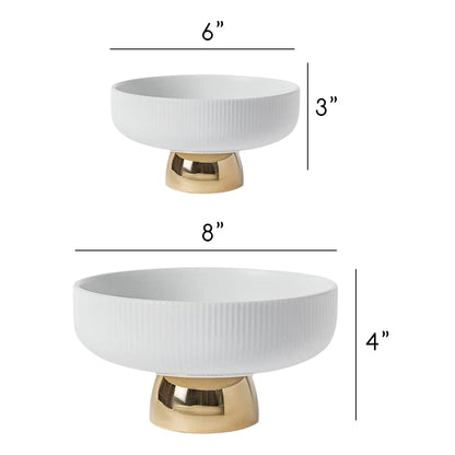 Kelendle Ceramic Footed Bowl Round Pedestal Bowl Decorative Fruit Dish Holder Dessert Display Stand for Kitchen Counter Centerpiece Table Decor Serving Fruit Tray L