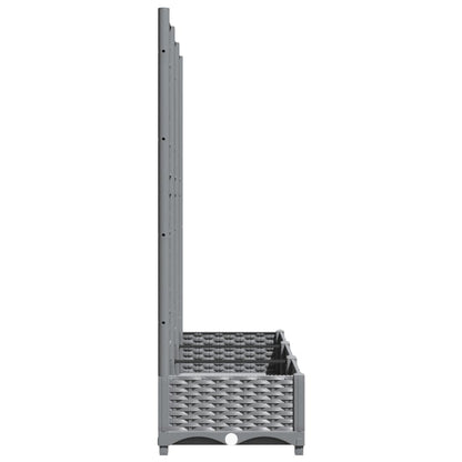 Logeirevo Plastic Garden Planter with Trellis, Outdoor Raised Garden Bed Free-Standing Trellis Planter Box for Vine Climbing Plants Flowers, Light Gray 47.2"x15.7"x47.8" PP,-1745