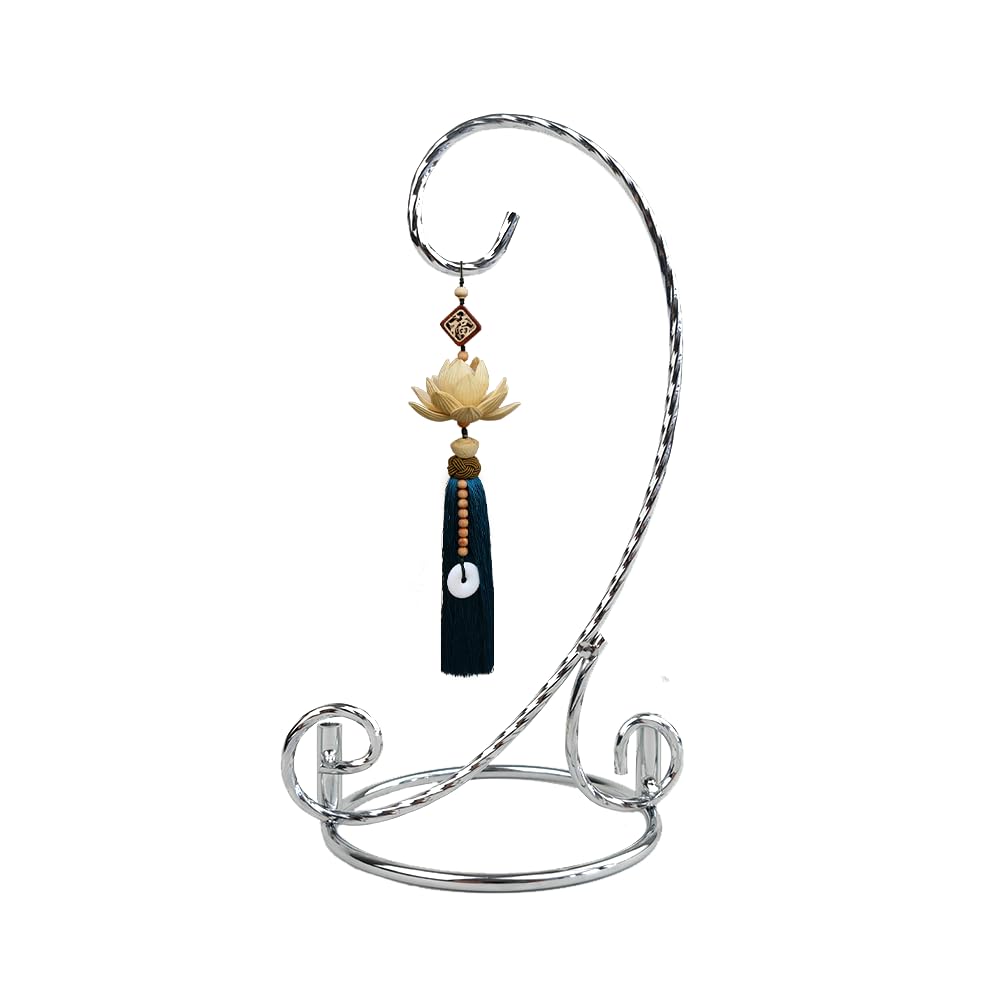 YY YEARCHY Ornament Display Stand for Mini Hanging Glass Globe Ball, Air Plant Flower Holder (Silver, 7.7" x 4.3")