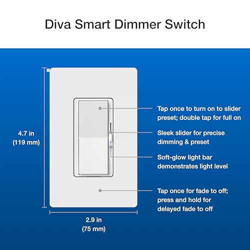 Lutron Diva Smart Dimmer Switch Kit for Caseta Lighting w/ Hub, Pico Remote & Pedestal, Smart Dimmer Works with Apple Home, Ring, Google Home, 3 Way, DVRF-BDG-1DP-A