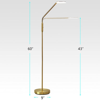O’Bright Moon - Dimmable LED Floor Lamp, Adjustable Color Temperature for Bedside Reading, Work Light, Art/Crafting Light, Sewing, 360° Flexible Gooseneck, Rotatable Lighting, Antique Brass