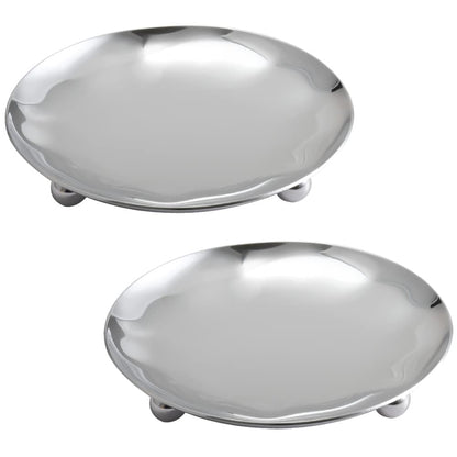 2 Pieces Candlestick Plates Pedestal Candle Stand Decorative Candlestick Holder Iron Plate Candle Holder Decorative Iron Pillar Candle Plate 4.33 inch Candle Plate Candle Holder, Silver