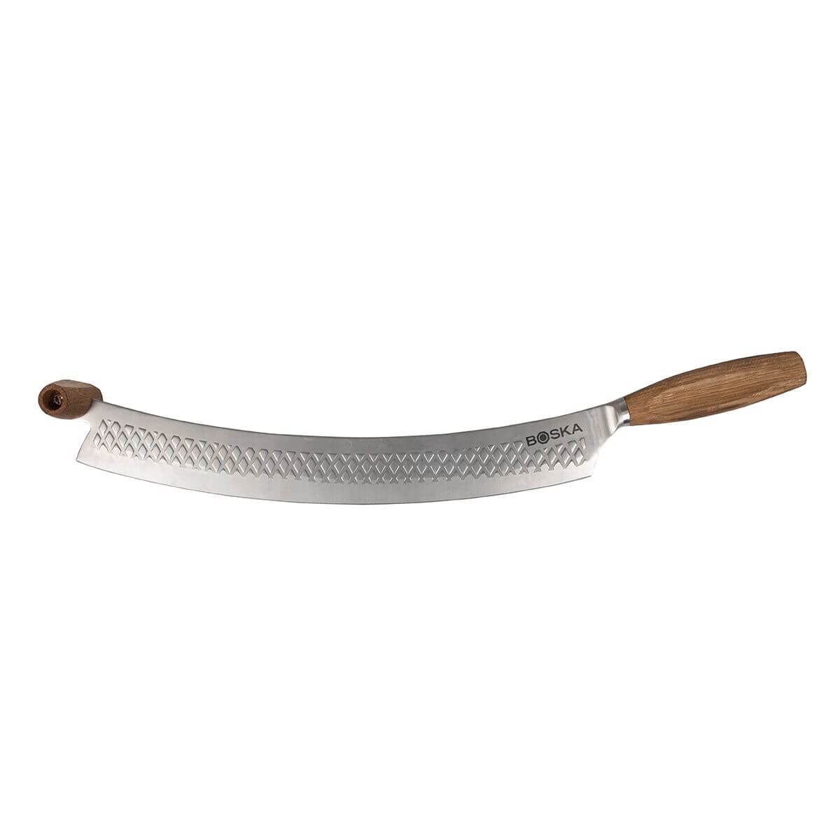 BOSKA Stainless Steel Cheese Knife - For All Types of Cheese Pizza - Multi-Functional Cheese Slicer - Handheld Slicer - Silver Non-Stick Oak Wood - Dishwasher Safe - For Kitchen Cooking